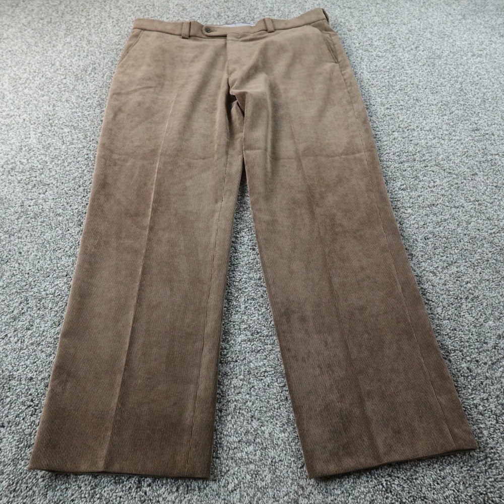Ballin Pants Mens 38X30 Brown Tan Corduroy Comfort EZE Chino Trouser Flat Front